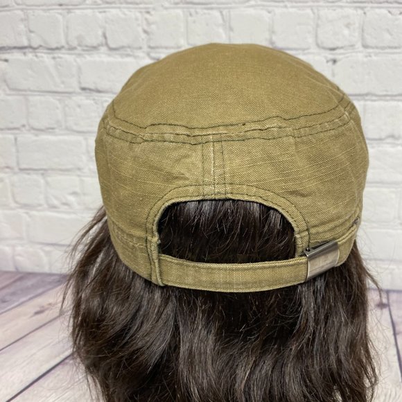 Army Hat Women Adjustable Strap Back Flat Cap Casual Zig Zag Stitch - Picture 3 of 8